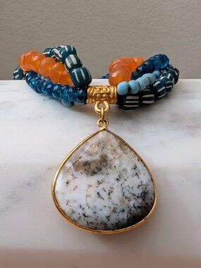 Anthropologie Catherine Page Isidora Beaded Multi-Strand Agate Toggle Bracelet